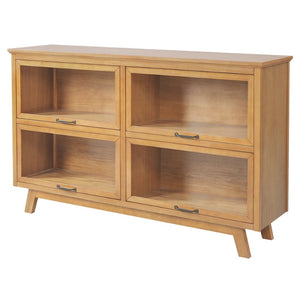 English Elm Modern Four Door Glass Front Display Cabinet Solid Wood Mid-century Living Room N758P412506N