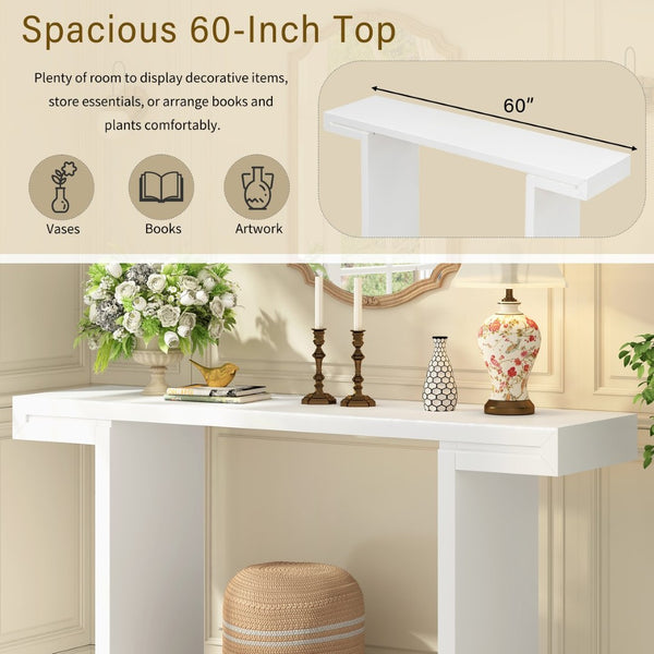 English Elm U-style 60 Inch Geometric Console Table Painted Mdf Foyer Entryway Living Room N711P303209K