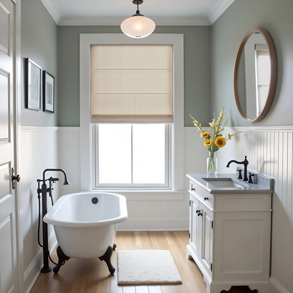 English Elm 1Pc Cordless Roman Blind - 34X64" Elegant Galen Matte Fabric For Light Control & Privacy B035P341198