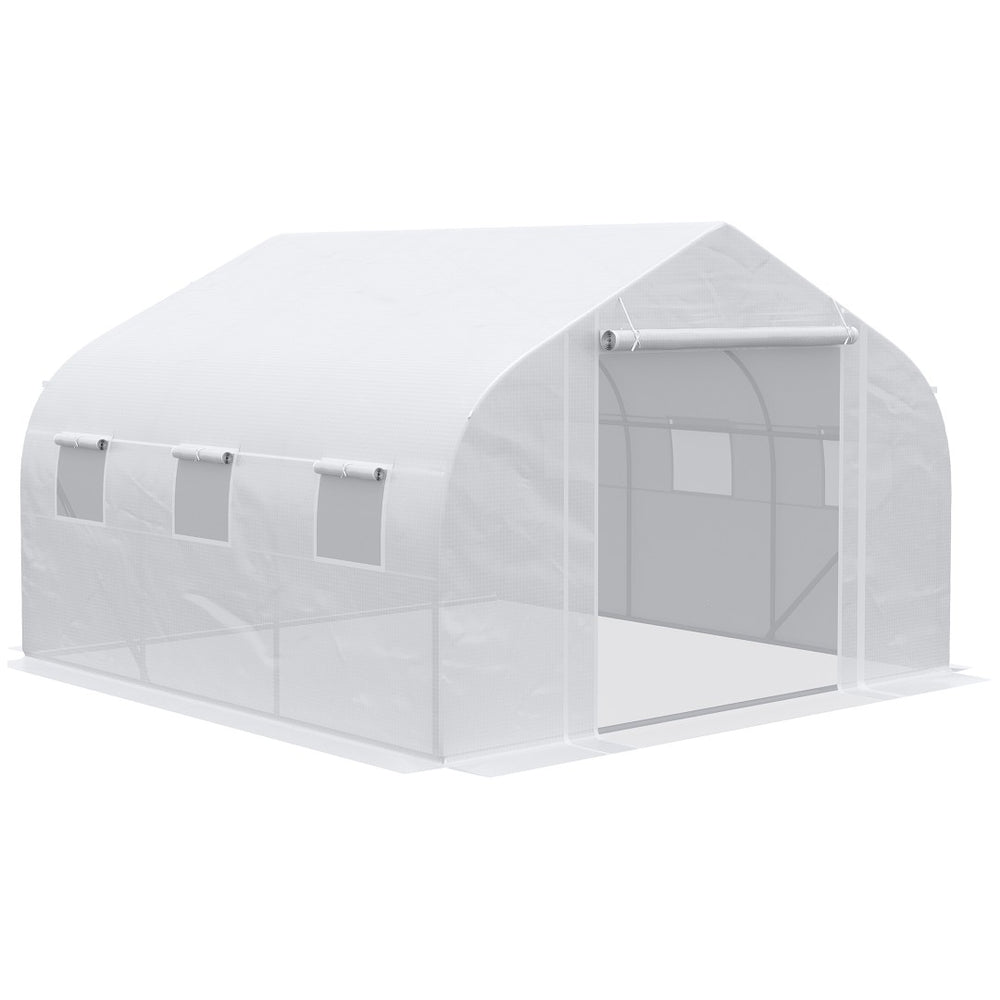 English Elm Outsunny Large Tunnel Walk-in Greenhouse Steel Frame with Mesh Ventilation Panels W2225P217787