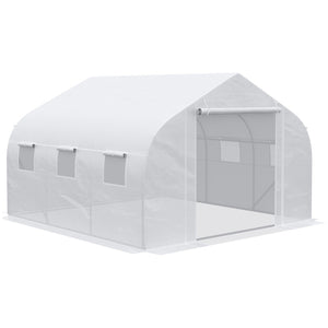 English Elm Outsunny Large Tunnel Walk-in Greenhouse Steel Frame with Mesh Ventilation Panels W2225P217787