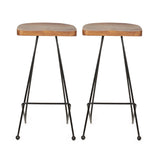 Christopher Knight Home® - Noble House - Royston Handcrafted Modern Industrial Wood Bar Stools, Natural and Black - Set of 2