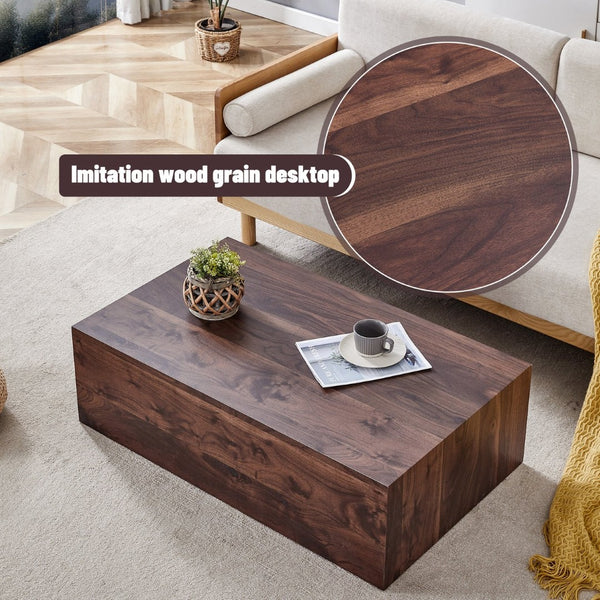English Elm 39.3*23.6*12 Walnut Grain Mdf Low Profile Coffee Table for Modern Living Rooms W1151P433604
