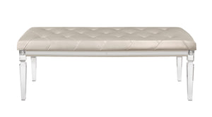 English Elm CROSS Glam Champagne Bench with Tufted Padded Seat, Acrylic Legs & Solid Wood Frame for Paris Bedroom Decor B201P215894