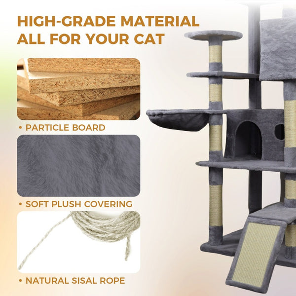 English Elm 71 Inch Floral Cat Tower with Condo Hammock Sisal Posts and Plush Perches for Large Breeds W243P326645