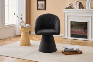 English Elm 068-chenille Swivel Accent Armchair Sculptural Curved Back Upholstered Living Room Seat Gray W527P438695
