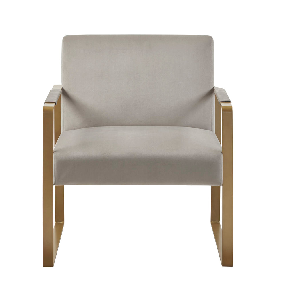 JLA Home Martha Stewart - Accent Martha Stewart Perry Street Accent Chair with Plush Upholstery & Antique Gold Metal Legs, Versatile Modern Statement Piece MT100-0177