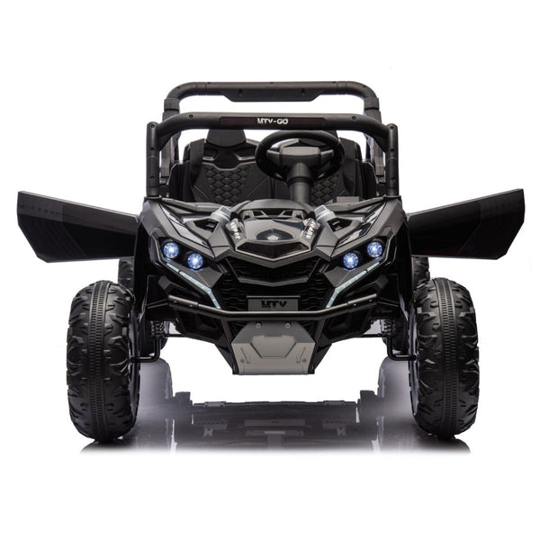 English Elm 24v Two Seat Kids Electric Utv with Parental Remote Suspension Off Road Ride On Black W1578P184797