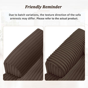 English Elm 129" Oversized Sectional Sofa U-Shaped Corduroy Chaise Lounge with Curved Armrests Plush Foam Comfort Brown N719S001690D