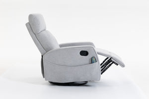 English Elm Short Plush Swivel Recliner Armchair with 360 Degree Rotation for Living Room Grey W547P437355