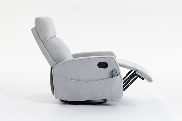 English Elm Short Plush Swivel Recliner Armchair with 360 Degree Rotation for Living Room Grey W547P437355