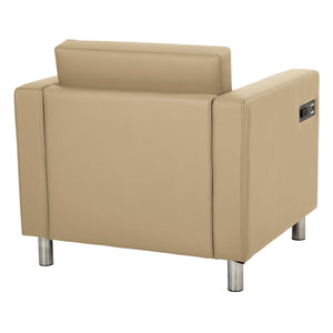 OSP Home Furnishings Atlantic Lounge Chair with Built-in Ac Outlet and Usb Port for Modern Living Spaces Buff ATL51-R104