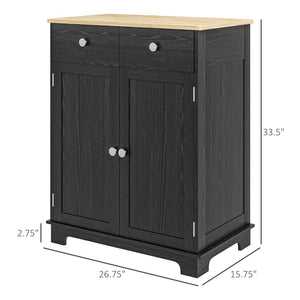 English Elm Homcom Rustic Brown Sideboard Rubberwood Top Buffet with Drawers Adjustable Shelf W2225P229274