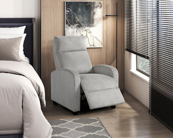 English Elm Modern Parsons Push Back Recliner Chair in Soft Corduroy Fabric — Sleek Comfortable Living Room Lounger with Solid Wood Frame and Easy Recline Mechanism Light Gray 30 L x 27 W x 21.5 H B011P395853