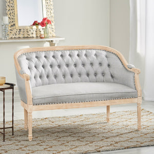 English Elm Chair Chesterfield Loveseat with Tufted Diamond Upholstery Nailhead Trim Birch Frame 60925.00LGRY