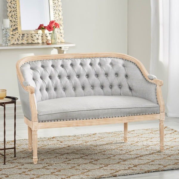 English Elm Chair Chesterfield Loveseat with Tufted Diamond Upholstery Nailhead Trim Birch Frame 60925.00LGRY
