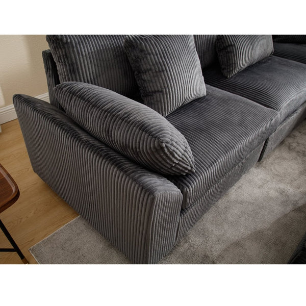 English Elm Oversized Modular Sectional Sofa Set - Corduroy Deep Seat Comfort For 5 W2325S00018-GIGA