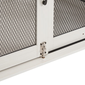 English Elm Farmhouse Dog Cage Crate Furniture with Sliding Barn Door, Secure Metal Latch, Flip-Up Top Access and Removable Divider for Small to Large Dogs (40.94x30.51x6.69) White W2275P164726