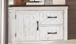 English Elm Modern Distressed White Chest 4-Drawer with Cabinet Plank Design, Dovetail Construction & Felt-Lined drawers 38.75"W B2741P368917