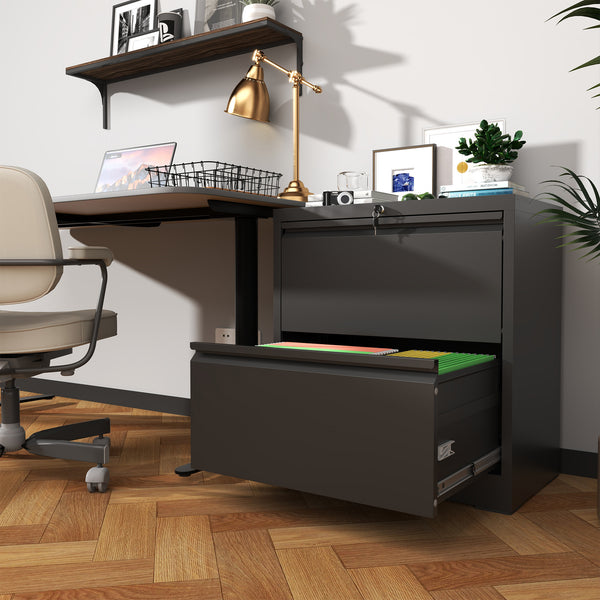 English Elm 2 Drawer Lateral File Cabinet With Lock - Durable Steel Filing Solution For Home Office Organization T2398P272106
