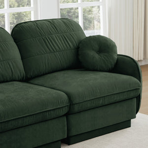 English Elm Chenille Cloud Loveseat with Quilted Back Cushions Deep Foam Seat Modern Living Room Sofa Green W714S01765