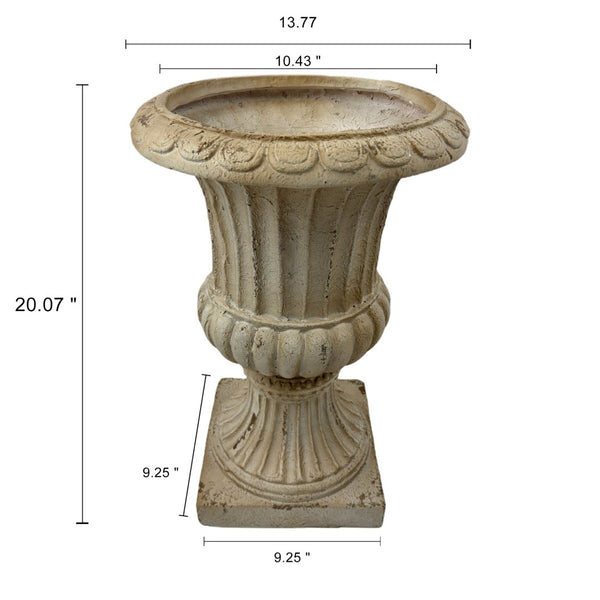 English Elm Mgo Outdoor Square Urn Planter Antique White Hand Painted Classical Patio Accent W5230P450591