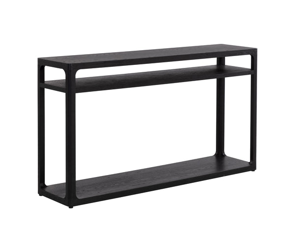 Sunpan Doncaster Console Table - Modern Minimalist Design in Solid Oak Wood for Stylish Home Décor Black