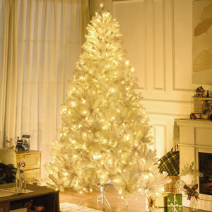 English Elm Homcom 7.5Ft Prelit White Christmas Tree With 500 Led Lights, 1518 Branches, Easy Setup & Storage W2225P217082