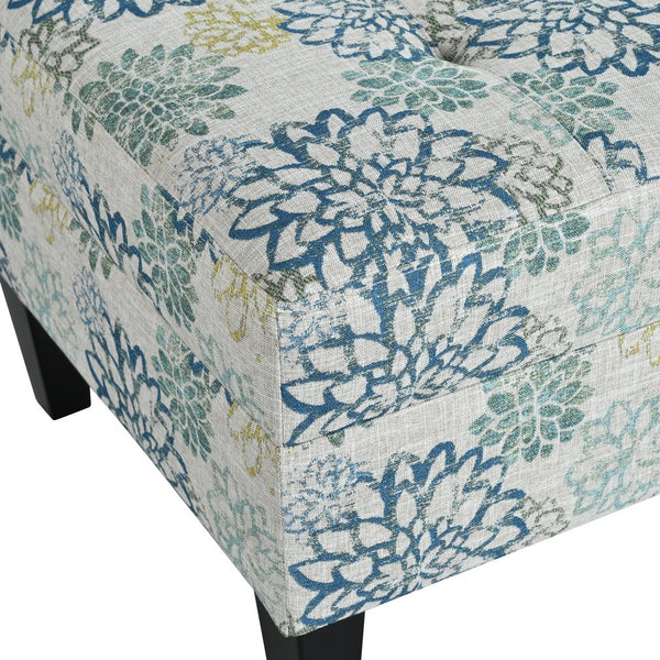 English Elm Christopher Knight Home® - OTTOMAN Mid-Century Fabric Upholstered Footrest with Plush Foam Cushion and Tapered Birch Legs, Versatile Seating Blue,Light Brown N770P197082L