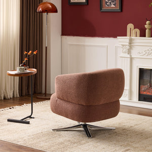 English Elm Cuddle-style linen swivel chair with 360° rotation, wrap-around cradle design for cozy compact spaces Red W3248P354265