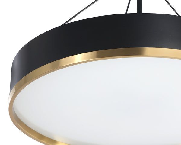 Sunpan Dudley Modern Chandelier - Elegant Black And Gold Disc Shade For Living And Dining Spaces, Stylish Lighting Black Glass ,Iron 106791