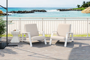 English Elm Christopher Knight Home® - Patio Lounge Chair Set Of 2 - Stylish White Acacia Wood Frame & Weather-Resistant Beige Cushions N779P291591W-2