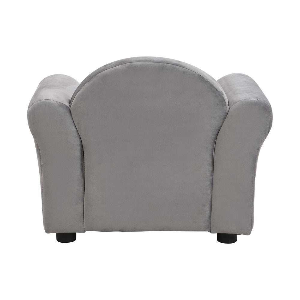 English Elm Kids Velvet Armchair with Ottoman Gray — Ergonomic, Durable Toddler Sofa, Lightweight, 150lb Limit W2297P264486