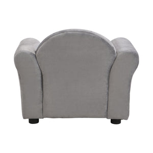 English Elm Kids Velvet Armchair with Ottoman Gray — Ergonomic, Durable Toddler Sofa, Lightweight, 150lb Limit W2297P264486