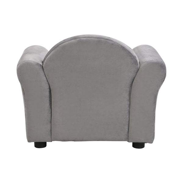 English Elm Kids Velvet Armchair with Ottoman Gray — Ergonomic, Durable Toddler Sofa, Lightweight, 150lb Limit W2297P264486