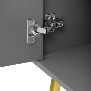 English Elm VIBE Modern TV Stand for TVs up to 55" — Luxe MDF Console with Gold Metal Legs, Adjustable Shelf, Anti-Tip Device Gray N724P198517E