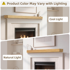 English Elm Fireplace Mantel - 48" Handcrafted Floating Wood Shelf With Rustic Aged Oak Finish For Display Decor T3210P391499