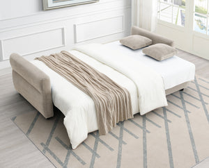 English Elm Haran Fabric Pull-out Sleeper with Storage and Toss Pillows — Queen-Size Convertible Sofa Bed with Sturdy Frame and Hidden Compartment Beige 93 L x 43 W x 26 H B2726P242394