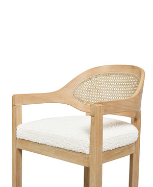 English Elm Jennifer Taylor Home - Americana Mid-Century Modern 26" Counter Stool With Cane Back & Ivory Boucle For Chic Spaces B2719P238381