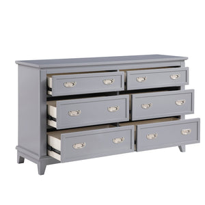English Elm Gray Lacquer Six Drawer Dresser with Dovetail Wood Construction for Modern Bedrooms Gray B011P463881