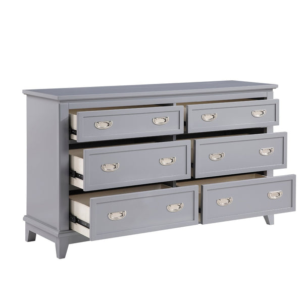 English Elm Gray Lacquer Six Drawer Dresser with Dovetail Wood Construction for Modern Bedrooms Gray B011P463881