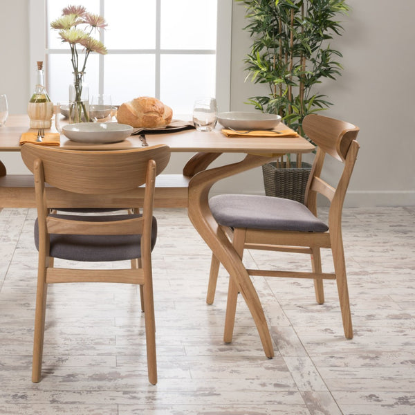 English Elm [video] Rubberwood Dining Chairs Set of 2 Upholstered Mid-century Seats for Modern Homes Dark Grey 58915.00OAK