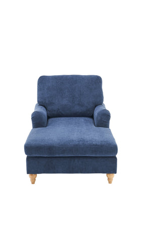 English Elm Modern Mid-Century Oversized Chaise Lounger Sofa Bed with Solid Wood Legs, Deep Seat Comfort Sleeper Blue W2363S00067