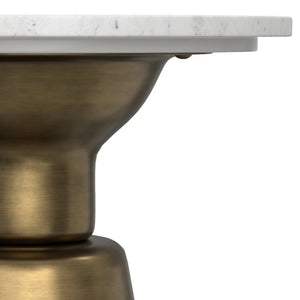 English Elm Leyla Antique Brass Side Table with White Marble Top — Handcrafted Iron Base, Versatile Accent (24") B136P262280