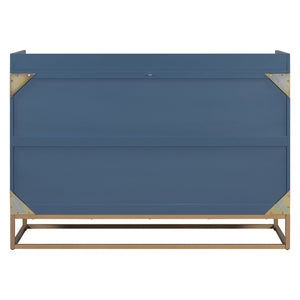 English Elm Queen Size Murphy Bed With Iron Legs, Modern Blue Finish, Space-Saving Design For Stylish Living N820S00035N-GIGA