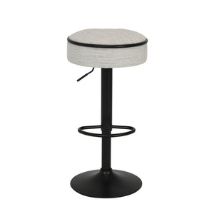 English Elm Round Storage Bar Stool with Hidden Lift Storage, Height Adjustable 28–36" Swivel Seat for Home Off White W2200P196801