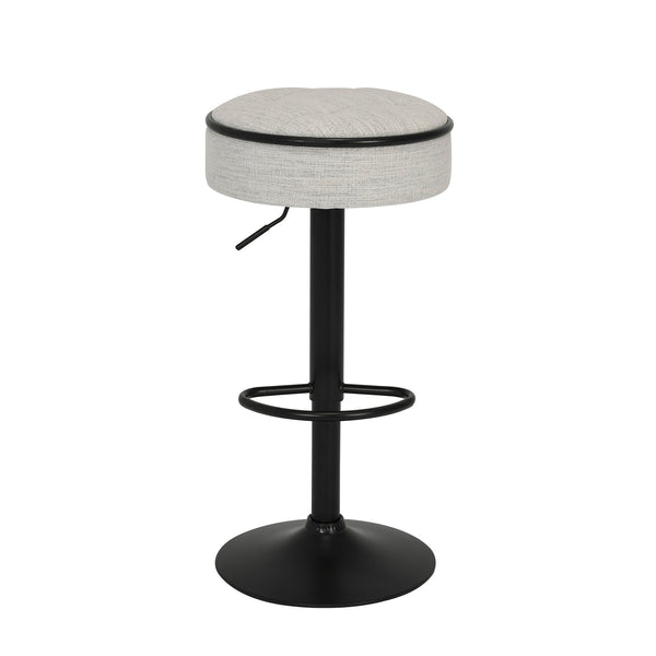 English Elm Round Storage Bar Stool with Hidden Lift Storage, Height Adjustable 28–36" Swivel Seat for Home Off White W2200P196801