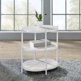 OSP Home Furnishings Renton 3-Tier Oval Table White/White