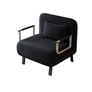 English Elm 31.5″ Convertible Chair Bed with Tri-Fold Design, Adjustable Backrest, Plush Pillow, Durable Frame for Home Comfort and Office Lounging Black W1767P220577