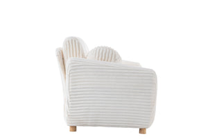 English Elm Modern Sofa - 84" White Corduroy Upholstered Couch, Stylish Sectional Love Seat For Home & Office W2363S00074